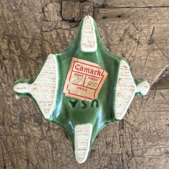 Camark Pottery Vase Calla Lily Leaf Green 8" Shape 597 Original Stickers 1940s - Picture 6 of 11